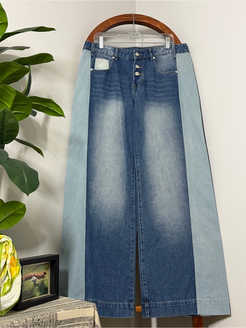 Fachion Nova 13 Dance With Me Low Rise Wide Leg Colorblock Jeans NEW